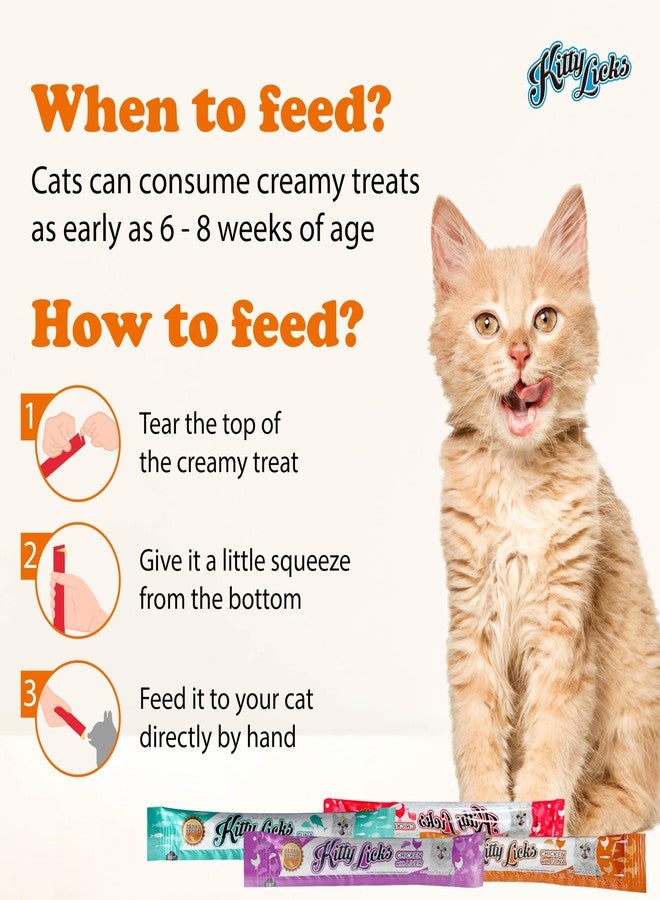 Rena Kitty Licks Creamy Lickable Cat Treats for All Life Stages, with 7 Assorted Flavours (Pack of 30 Tubes X 15g) - Image 4