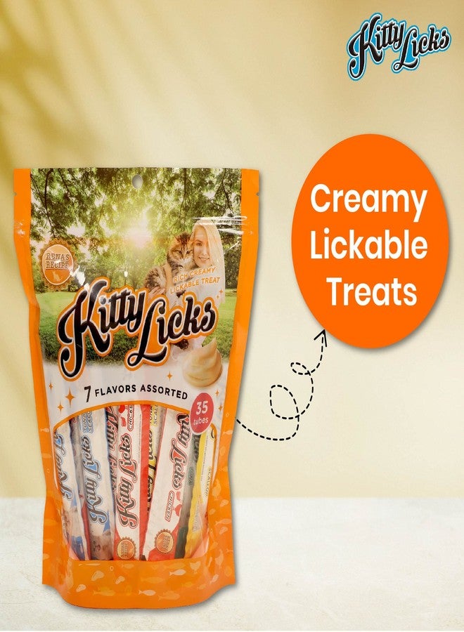 Rena Kitty Licks Creamy Lickable Cat Treats for All Life Stages, with 7 Assorted Flavours (Pack of 30 Tubes X 15g) - Image 5