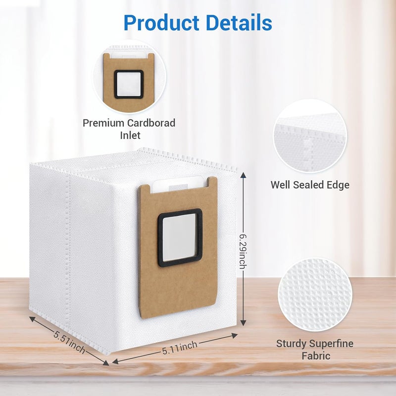 Bluearks 14 كيس غبار، متوافق مع Eufy E28 Omni / E25 Omni Robot / C28 Vacuum، سعة كبيرة 3 لتر، تصميم مقاوم للتمزق متين 4 طبقات E28Omni / E25 Omni / C28 Vacuum Bags - Image 4