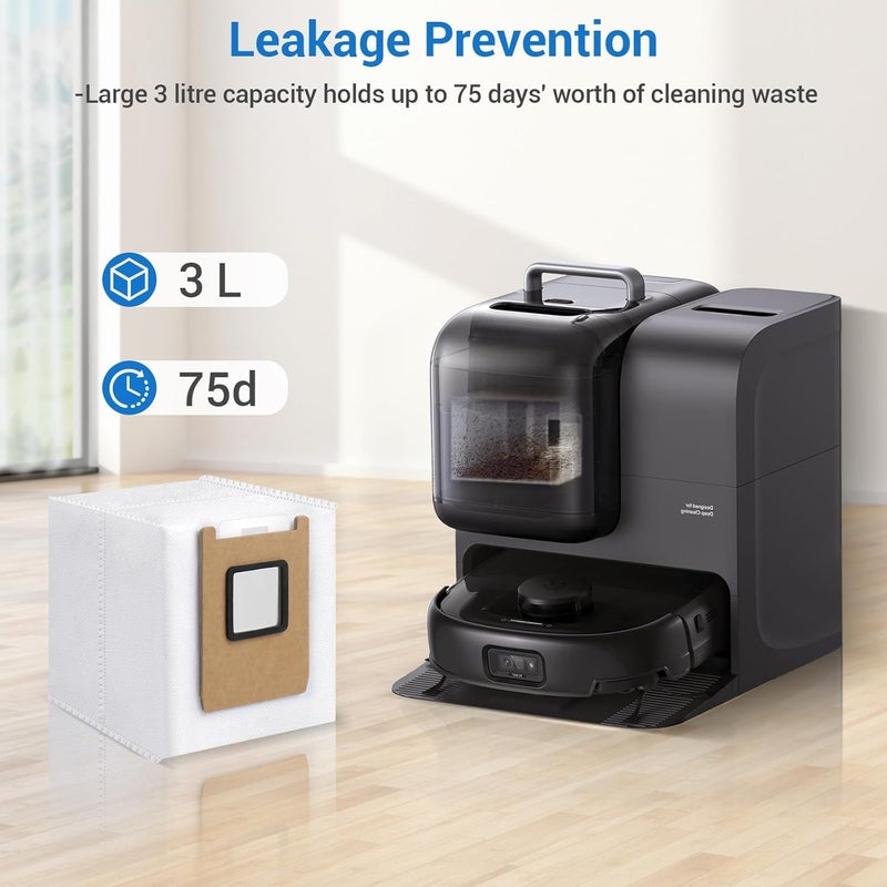 Bluearks 14 كيس غبار، متوافق مع Eufy E28 Omni / E25 Omni Robot / C28 Vacuum، سعة كبيرة 3 لتر، تصميم مقاوم للتمزق متين 4 طبقات E28Omni / E25 Omni / C28 Vacuum Bags - Image 3