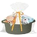HOBASKET Small Woven Basket with Gift Bags and Ribbons Durable Cotton Rope Basket for Halloween Gifts Empty Storage Basket 12X 8 X 5 Baby Toy Basket with Handles Green - Image 2
