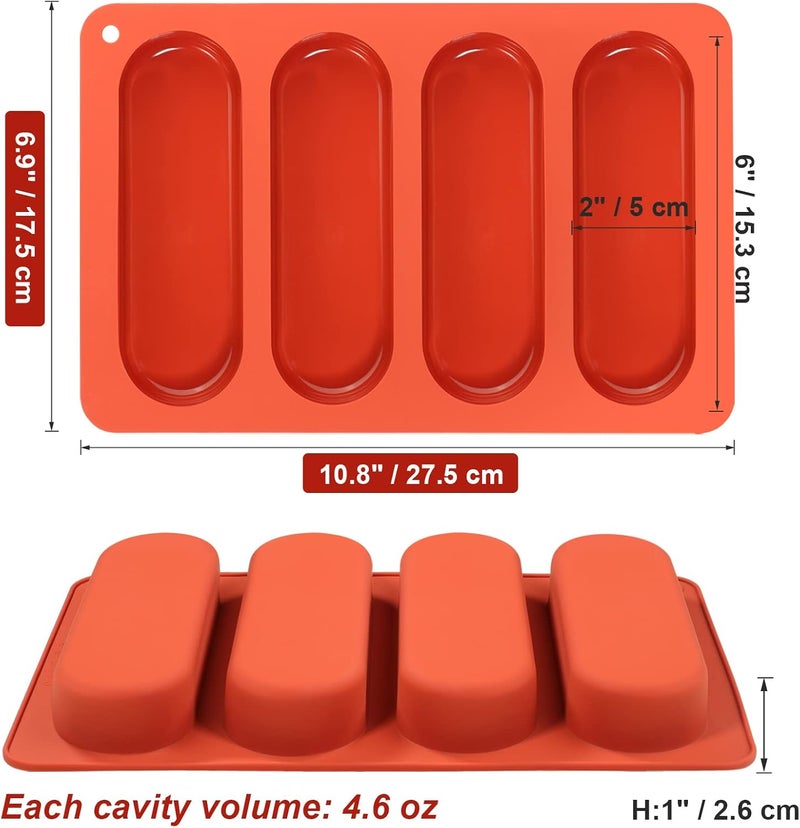 Webake 6 Inch Hot Dog Bun Pan, 2 Pack SIlicone Hotdog Bun Molds Nonstick Bread Forms, Mini Baguette Sandwich Baking Tray for Hot Dog Bun Rolls Cake and Eclair - Image 3
