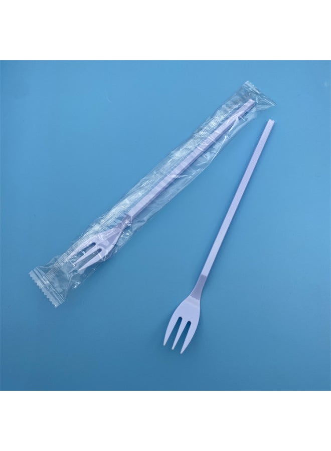 Plastic Three-tooth Fork Disposable Fork Individual Packaging Thickened Canned Fruit Fork Disposable Tableware Fork-Specifications:Bulk-Color:Transparent 14cm Short Handle Three Tooth Fork - Image 3