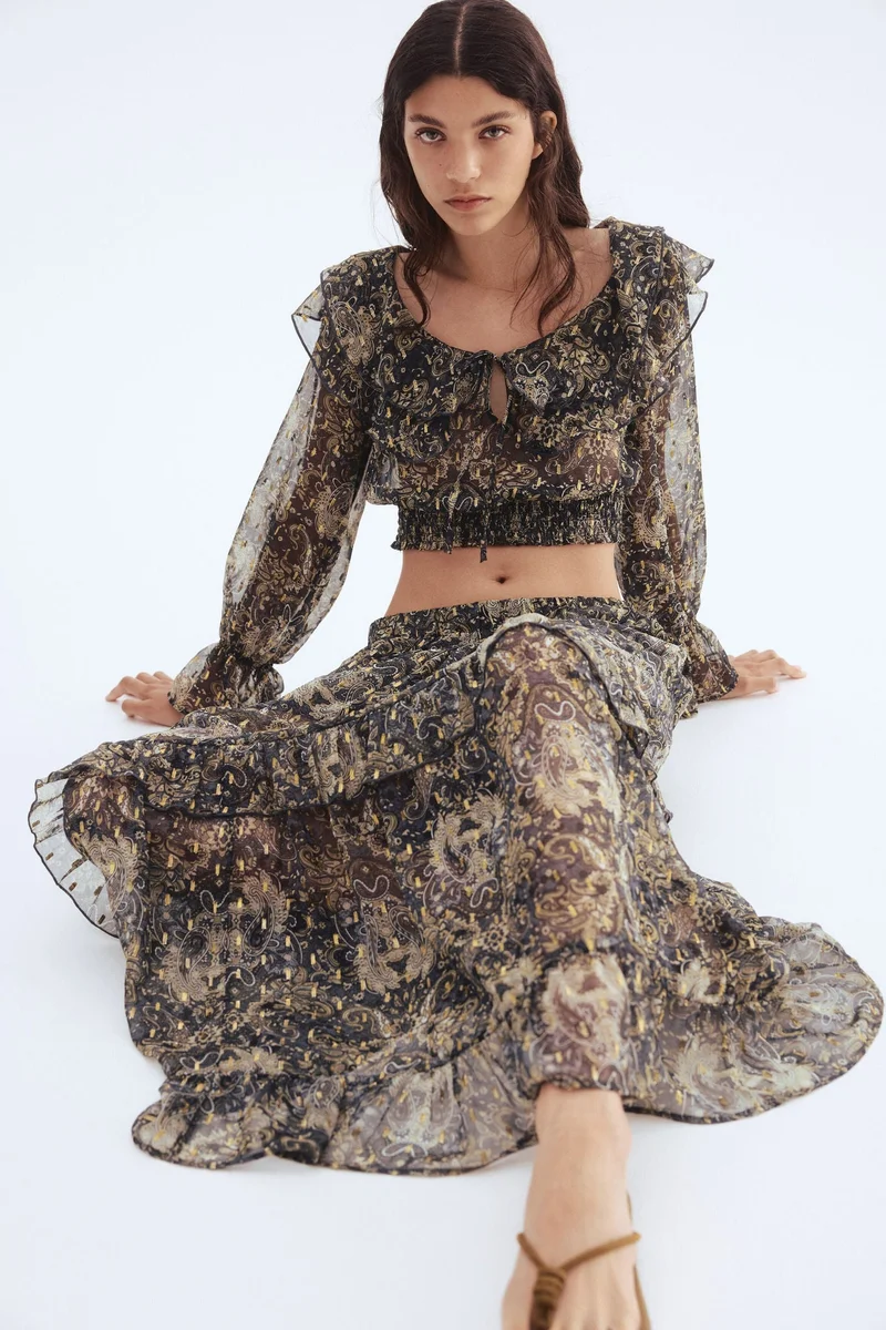 H&M Smocked chiffon blouse