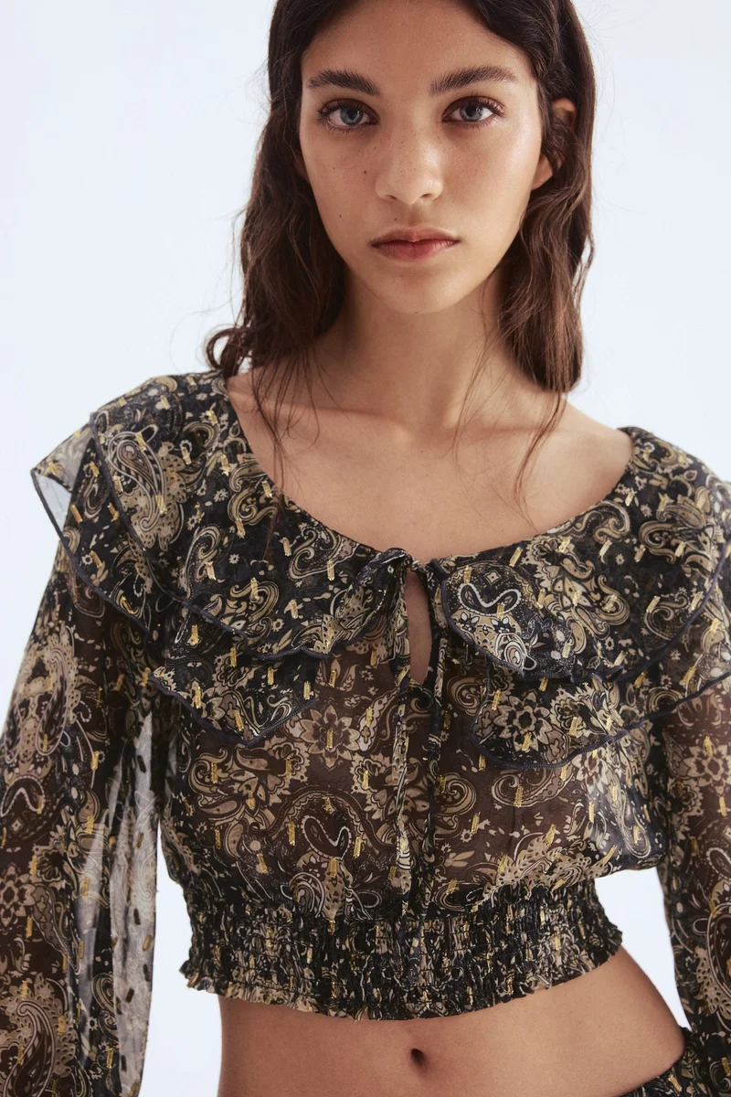 H&M Smocked chiffon blouse