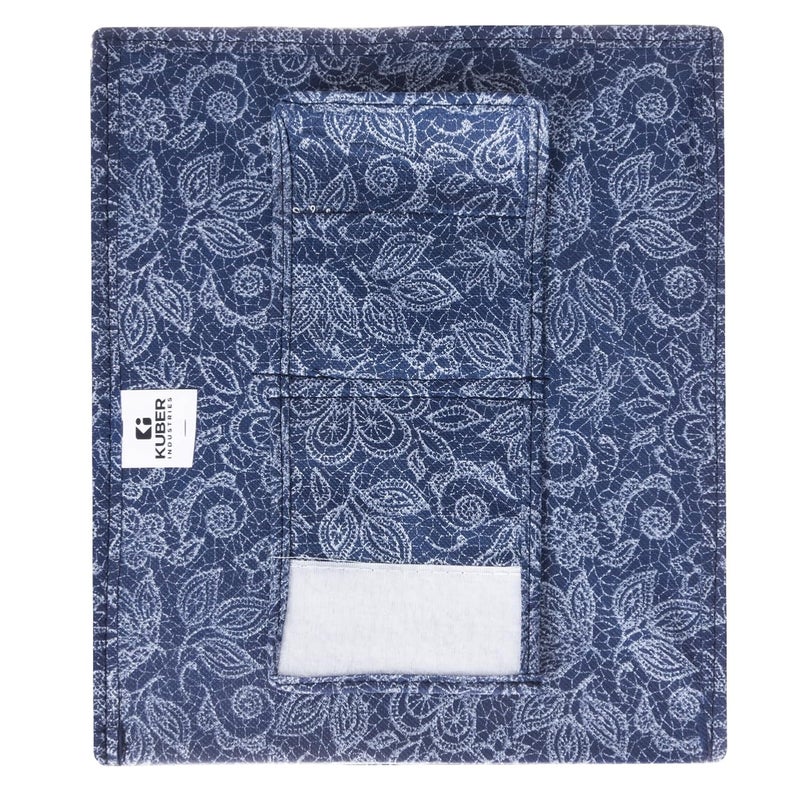Kuber Industries Kuber Industries 4 Shelf Foldable Storage Rack | Clothes Hanging Organizer | Shoe Storage Organizer | Closet Organizer with Velcro | Shoe Rack with Flower Printed | Pack of 2 | Navy Blue  - Image 5