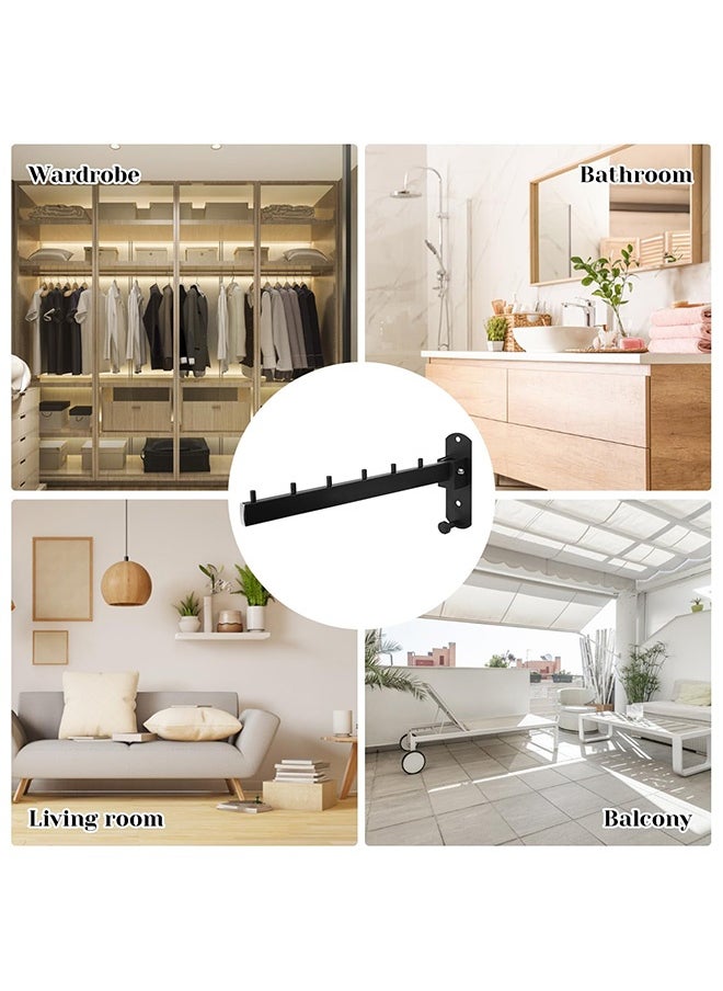 Peachjoy Folding Wall Mounted Clothes Hanger Rack, Sturdy Foldable Hanging Organizer with Stainless Steel Heavy Duty Coat Hooks, Clothing Hanging Organizer for Bathroom Bedroom Laundry Room  - Image 3