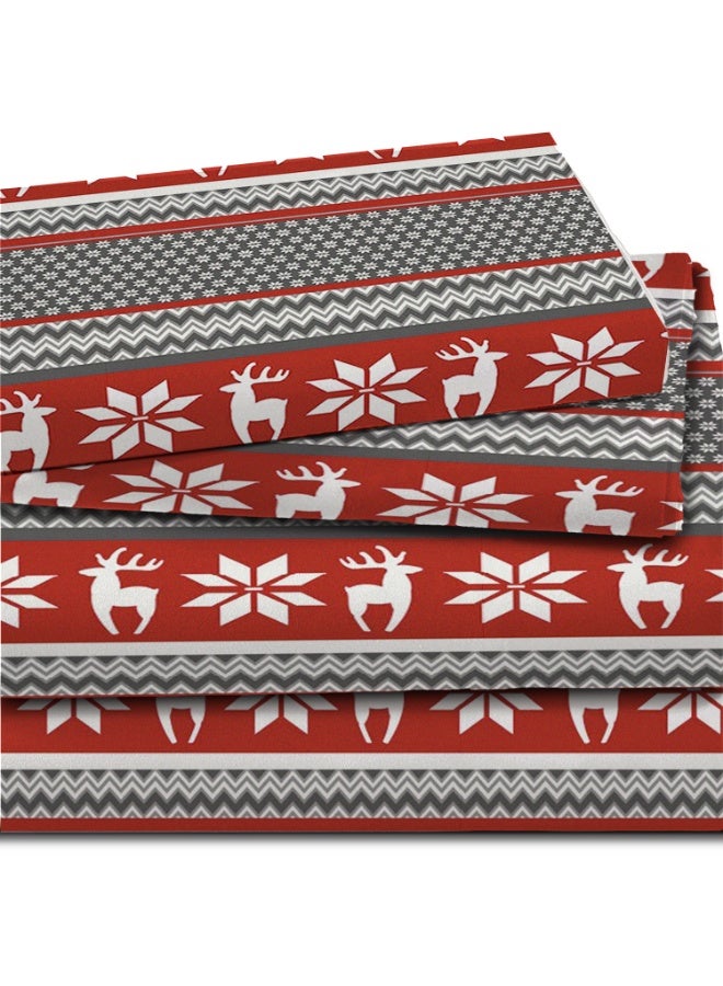 Lavish Touch Thread Count - 100% Cotton Double Brushed Flannel Sheet Set - 170 GSM Heavyweight, Deep Pockets, Pre-Shrunk & Anti-Pill, All Around Elastic – King - Deer Red - Image 2