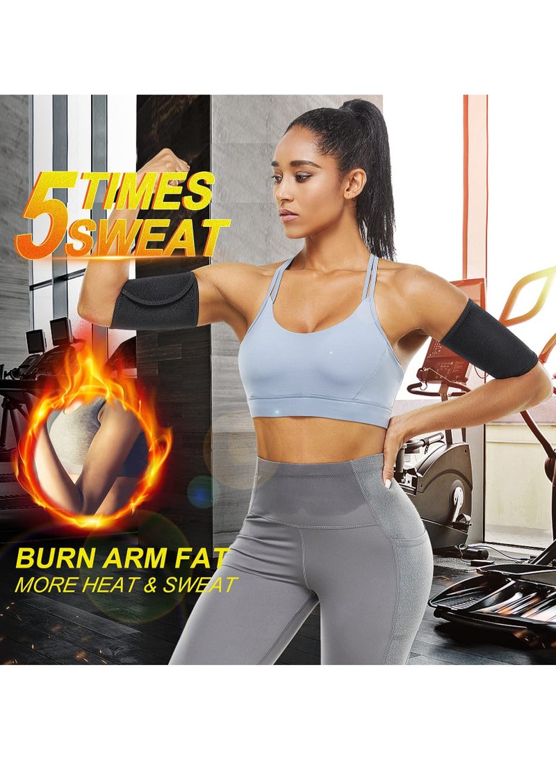 Excefore Arm Trimmers for Women One Pair Sauna Sweat Arm Bands Adjustable Arm Trainer Toner Sleeves for Sports Workout - Image 3
