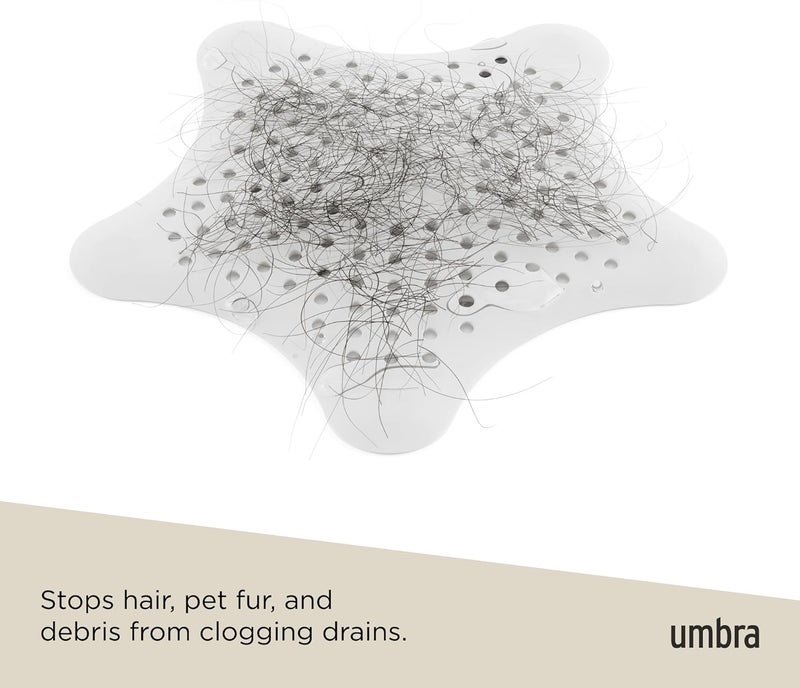 UMBRA Starfish Hair Catcher, Fun Drain Cover Fits Most Standard Tub and Shower Drains, 6" Diameter, White - Image 4