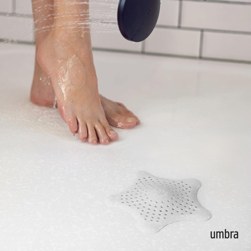 UMBRA Starfish Hair Catcher, Fun Drain Cover Fits Most Standard Tub and Shower Drains, 6" Diameter, White - Image 2