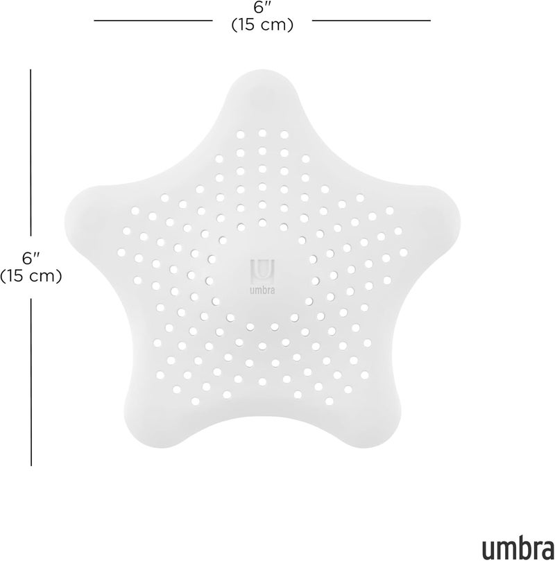UMBRA Starfish Hair Catcher, Fun Drain Cover Fits Most Standard Tub and Shower Drains, 6" Diameter, White - Image 3