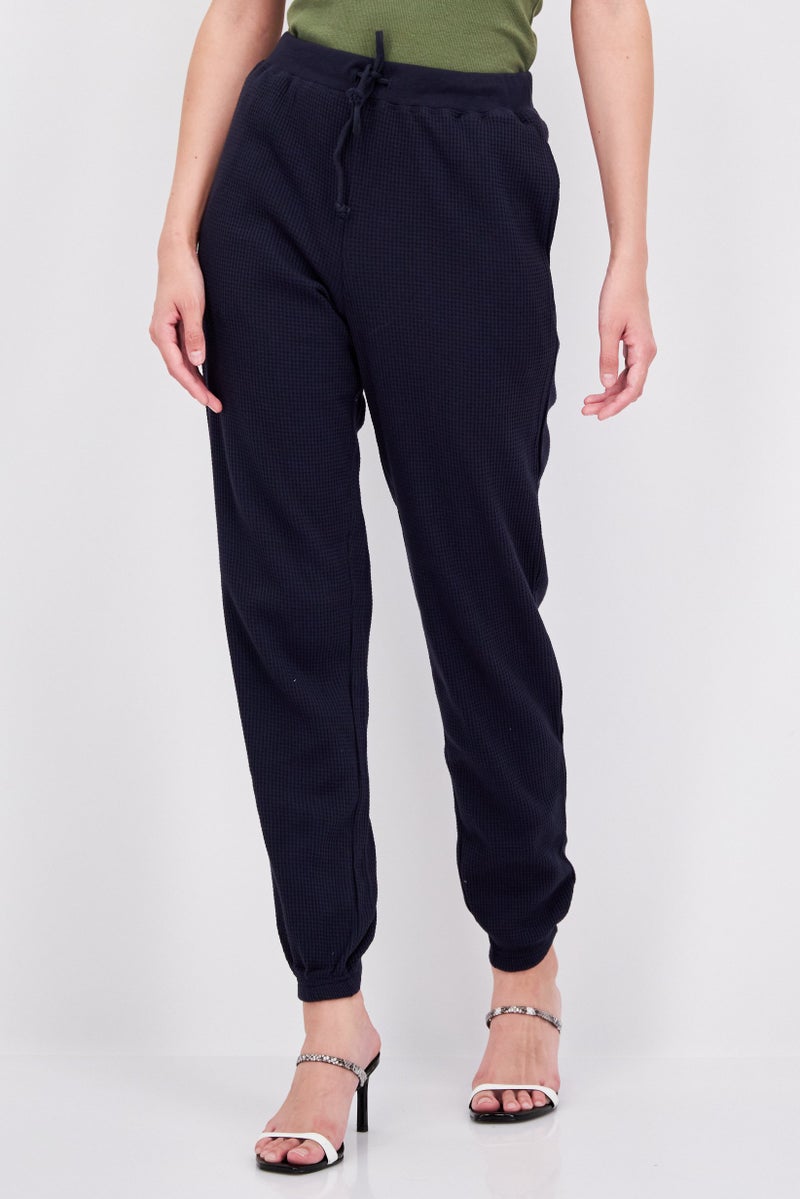 Sage Collective سروال رياضي منسوج للنساء بتصميم عادي، كحلي - Image 1