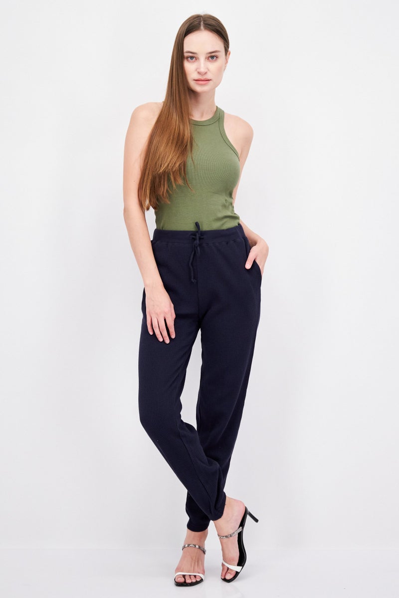 Sage Collective سروال رياضي منسوج للنساء بتصميم عادي، كحلي - Image 4