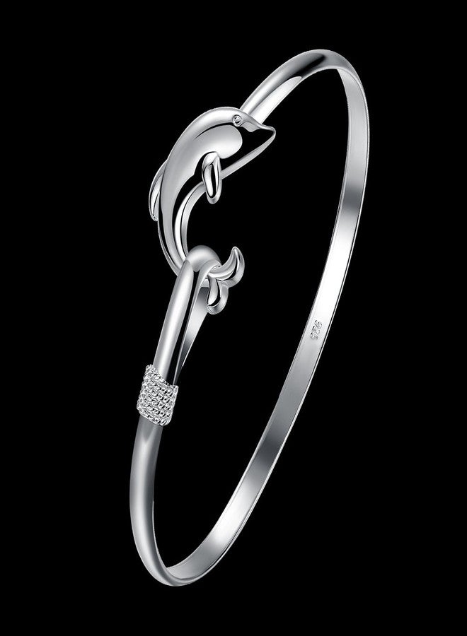 Cutesmile Fashion Jewelry 925 Sterling Silver Cute Dolphin Bangle Bracelets for Women - Image 2