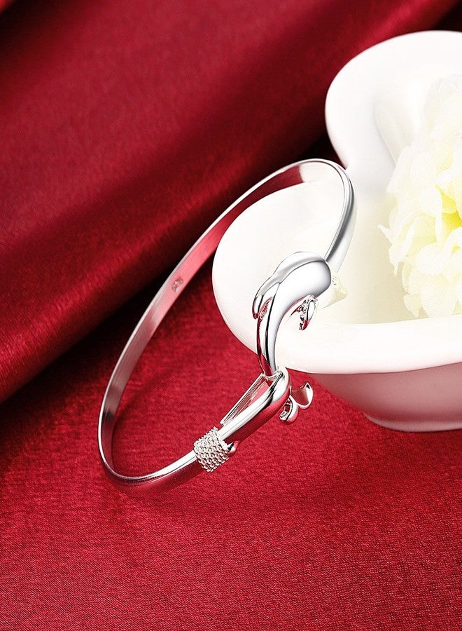 Cutesmile Fashion Jewelry 925 Sterling Silver Cute Dolphin Bangle Bracelets for Women - Image 5