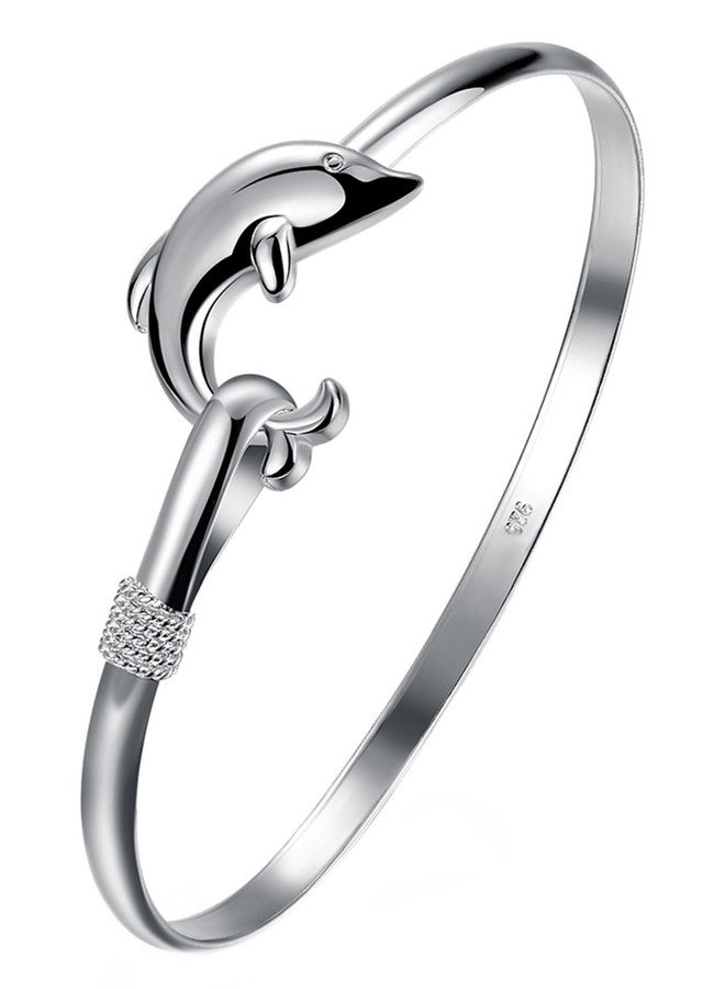 Cutesmile Fashion Jewelry 925 Sterling Silver Cute Dolphin Bangle Bracelets for Women - Image 1