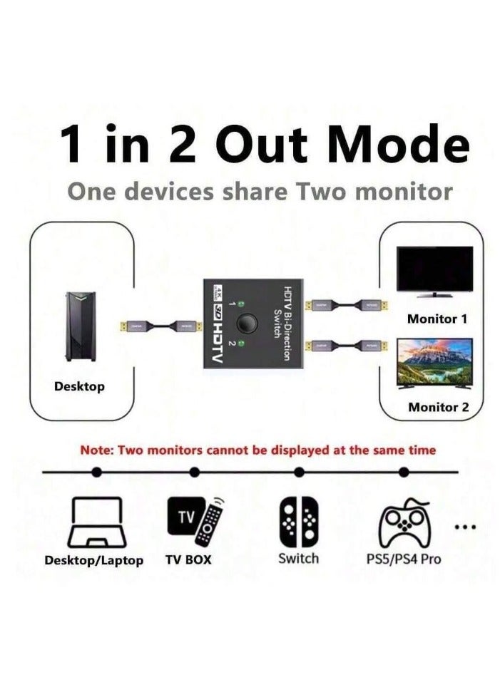 HDMI Splitter and Adapter HDMI Splitter 1X2 Dual 2 Ports 4K HD Switcher  - Image 5