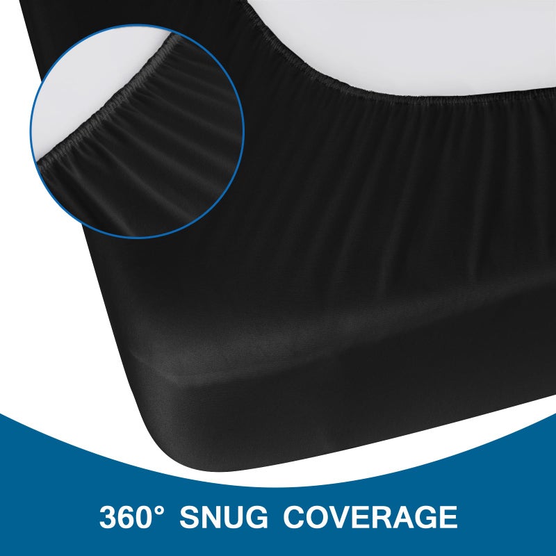 Coldwind Twin Fitted Sheet Soft Twin Size Fitted Sheets for Kids Boy Up to 12 Inches Deep Procket  Single Size Bed Mattress Sheets Stretchable and Breathable Jersey Knit Cover  Bottom Sheet Only  Black - Image 4