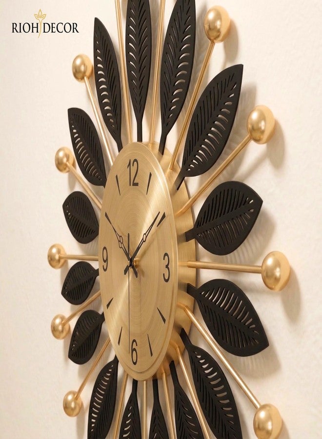 RIOH Decor Big Size Metal Wall Clock 60 CM, Designer Black Gold Wall Clock for Living Room, Large Decorative Silent Wall Clock Modern Home & Office Wall Decor - Image 4