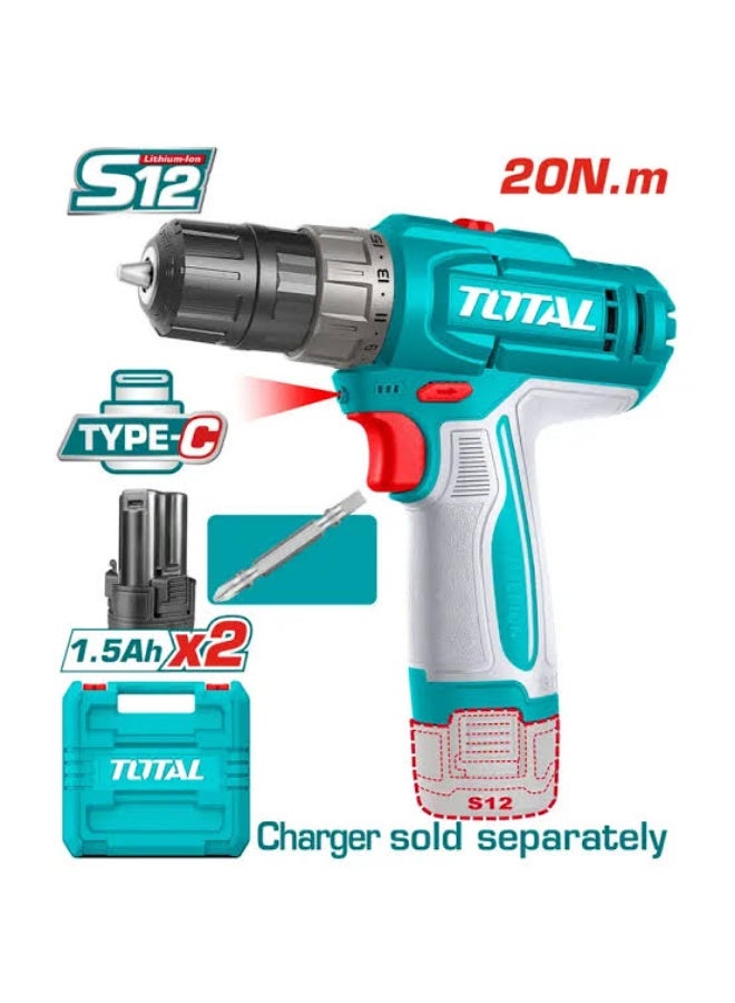 TOTAL 12 volt charging screwdriver with 2 Type-C batteries