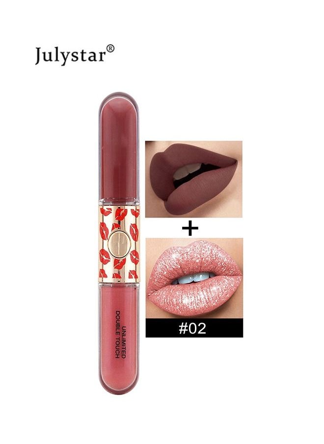 Double Head Matte Liquid Lipstick And Glitter Lip Gloss, 2 IN 1 24 Hour Long Lasting Red Matte Lipstick with Metallic Shimmer Sparkle Lipgloss for Women - pzsku/Z1F771D22146E542823C3Z/45/_/1687142038/78b4efd0-c7ba-4a5b-8c40-7b60eded3cc4