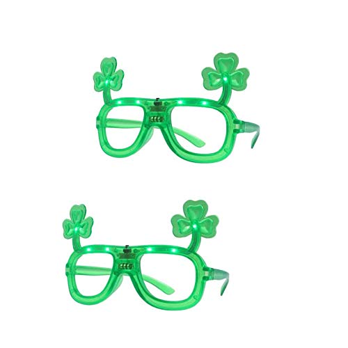 BinaryABC StPatricks Day Shamrock Led Light Up Glasses Eyeglasses FramesStPatricks Day Party Favors2Pcs - Image 1
