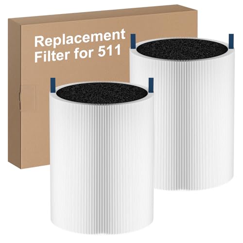 APRIL-FLOWER Blue Pure 511 Replacement Filter, Compatible with Blueair Blue Pure 511 Air Puri-Fier, 3-in-1 True HEPA & Activated Carbon Filters, 2 Pack - Image 1
