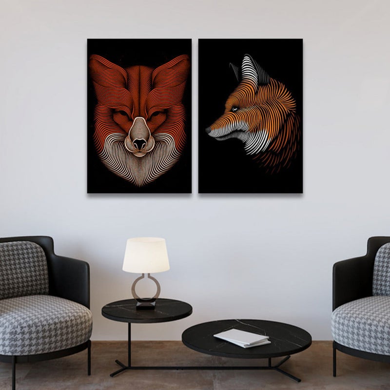 Marktna Double canvas painting with an animal design, total size 100 x 70 cm - Image 1