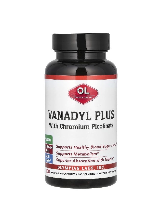 Olympian Labs Olympian Labs, Vanadyl Plus with Chromium Picolinate, 100 Vegetarian Capsules  - Image 1