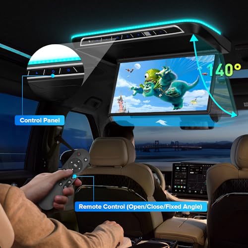 XTRONS 173 Inch Motorized Car Overhead Player 8K FHD IPS Screen Android Car Roof Mount Monitor Builtin Stereo Speakers Auto Flip Down Car Monitor Support HDMI USB Input - Image 3