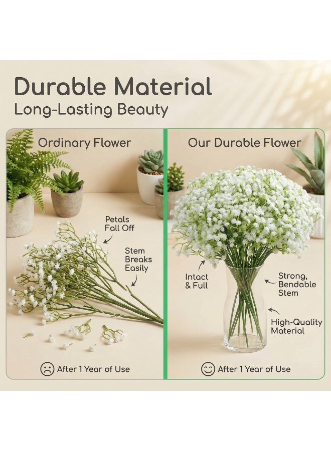 60PCS Babys Breath Artificial Flowers, Bulk Faux Baby Breath Flower Babys Breaths White Gypsophila Real Touch Wedding Flower Bouquet for Wedding Party Bouquet Garden Home Decor-11.81inches - Image 2