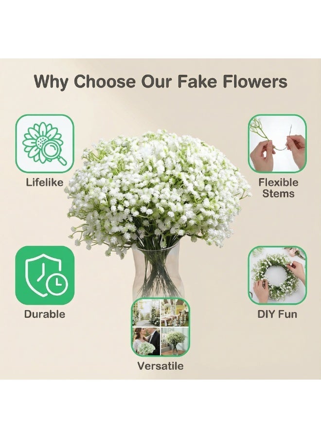 60PCS Babys Breath Artificial Flowers, Bulk Faux Baby Breath Flower Babys Breaths White Gypsophila Real Touch Wedding Flower Bouquet for Wedding Party Bouquet Garden Home Decor-11.81inches - Image 4