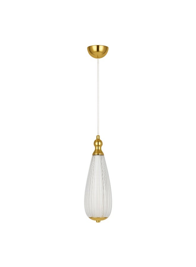 alfriday Pendant Light Modern LED Hanging Fixture, Brushed Brass Finish, 5W, 3000K Warm, Hard-Wired, Minimalist - Image 1