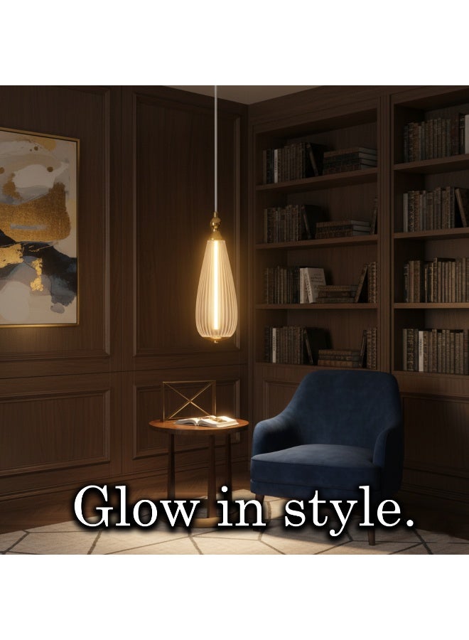 alfriday Pendant Light Modern LED Hanging Fixture, Brushed Brass Finish, 5W, 3000K Warm, Hard-Wired, Minimalist - Image 3