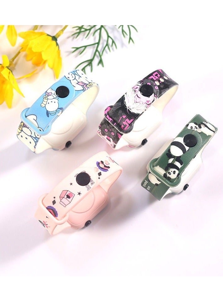 4 Pcs Kids' Cartoon Anime Printed Square Water Resistant Silicone Digital Watch