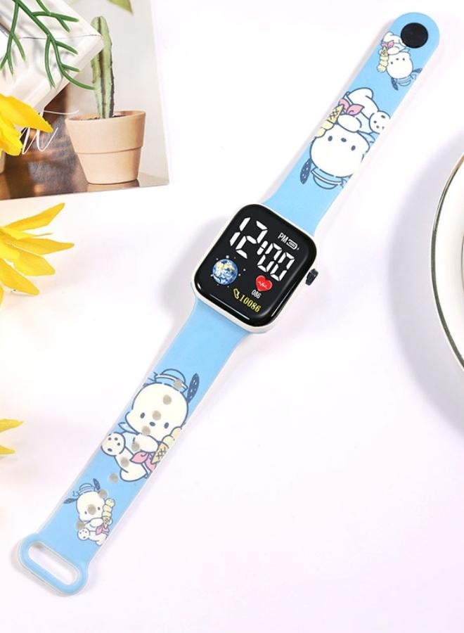 4 Pcs Kids' Cartoon Anime Printed Square Water Resistant Silicone Digital Watch