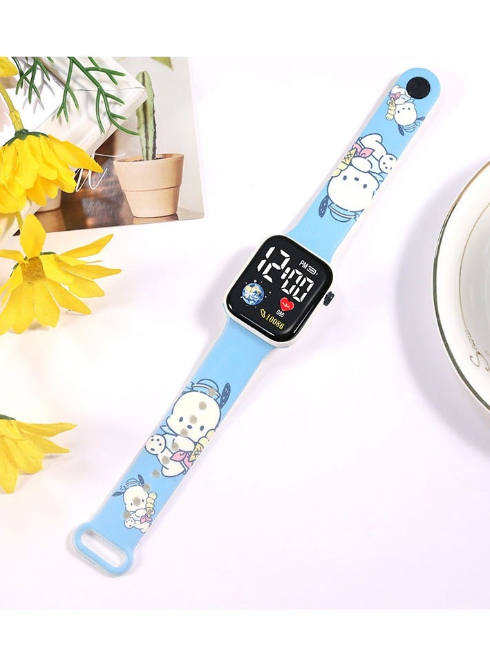 4 Pcs Kids' Cartoon Anime Printed Square Water Resistant Silicone Digital Watch