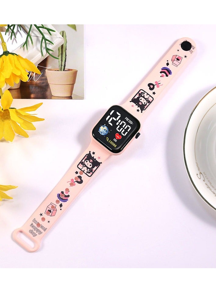 4 Pcs Kids' Cartoon Anime Printed Square Water Resistant Silicone Digital Watch