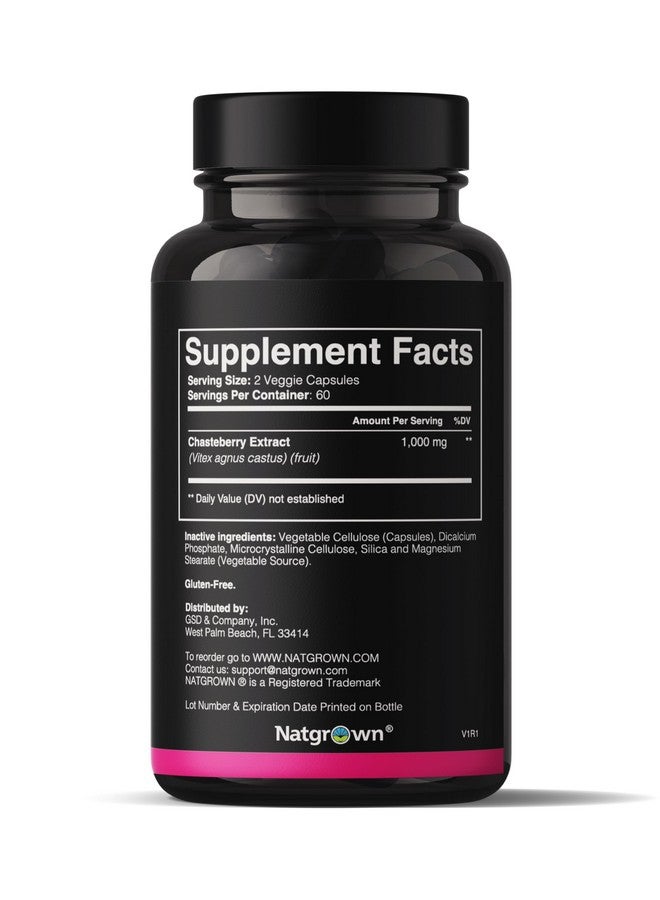 Natgrown Vitex Chasteberry Supplement for Women 1,000 mg - Supports Hormone Balance & Fertility - Agnus Castus Chaste Tree Vitex Berry Fruit Extract Capsules - 120 Ct - Image 2
