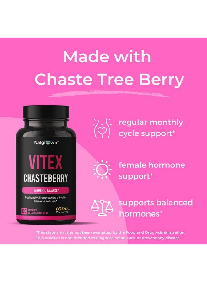 Natgrown Vitex Chasteberry Supplement for Women 1,000 mg - Supports Hormone Balance & Fertility - Agnus Castus Chaste Tree Vitex Berry Fruit Extract Capsules - 120 Ct - Image 5