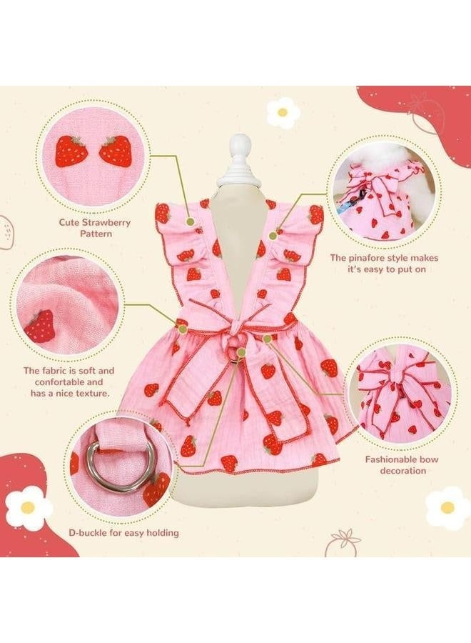 Dog Dresses for Small Dogs Girl Female Clothes Cat Clothes Cat Dress Cute Cotton Extra Small Summer Clothes Bow Decor Printed Strawberry Birthday Outfit Puppy Clothes(Medium) - Image 3