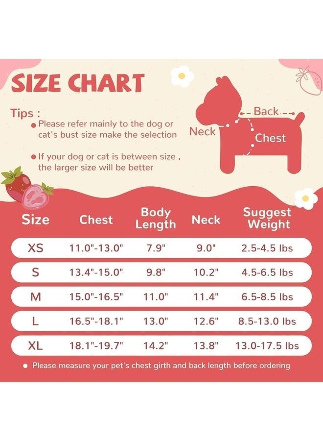 Dog Dresses for Small Dogs Girl Female Clothes Cat Clothes Cat Dress Cute Cotton Extra Small Summer Clothes Bow Decor Printed Strawberry Birthday Outfit Puppy Clothes(Medium) - Image 5