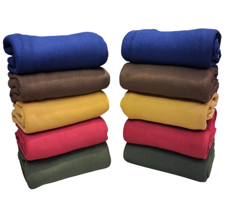 MAMRAJ Single Bed Polar Fleece Blanket – Soft Micro Fleece – Skin Friendly, 58x88 Inch, Plain (Multicolor, Set of 10) - Image 1