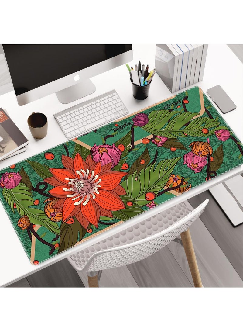 Y&D Large Gaming XXL Mouse Pad with Stitched Edge ‘’900x400x3mm ‘’Marble Customized Extended Mouse Pad Anti-Slip Rubber Base Ergonomic Mouse Pad for Computer (Colorful Marble) ( Floral Flower) - Image 3