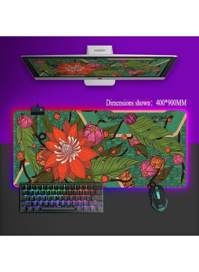 Y&D Large Gaming XXL Mouse Pad with Stitched Edge ‘’900x400x3mm ‘’Marble Customized Extended Mouse Pad Anti-Slip Rubber Base Ergonomic Mouse Pad for Computer (Colorful Marble) ( Floral Flower) - Image 1