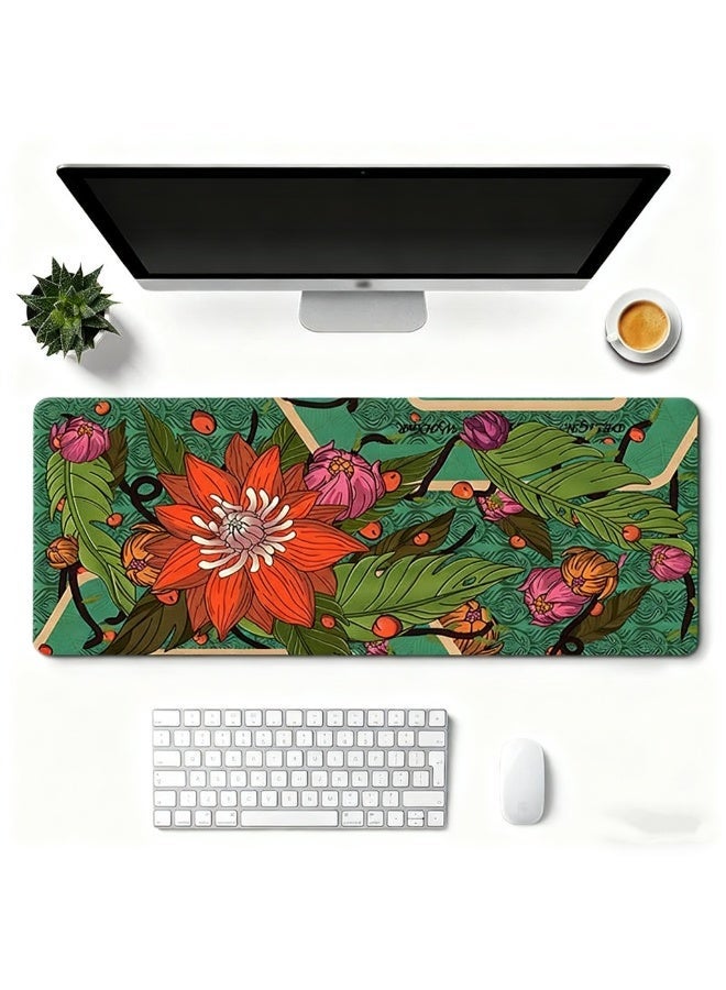 Y&D Large Gaming XXL Mouse Pad with Stitched Edge ‘’900x400x3mm ‘’Marble Customized Extended Mouse Pad Anti-Slip Rubber Base Ergonomic Mouse Pad for Computer (Colorful Marble) ( Floral Flower) - Image 2