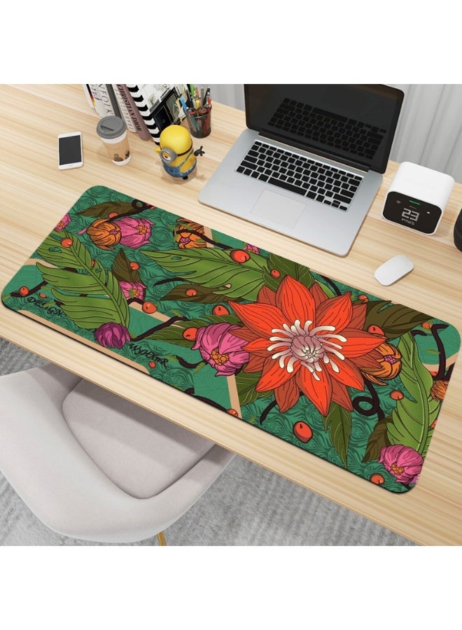 Y&D Large Gaming XXL Mouse Pad with Stitched Edge ‘’900x400x3mm ‘’Marble Customized Extended Mouse Pad Anti-Slip Rubber Base Ergonomic Mouse Pad for Computer (Colorful Marble) ( Floral Flower) - Image 4