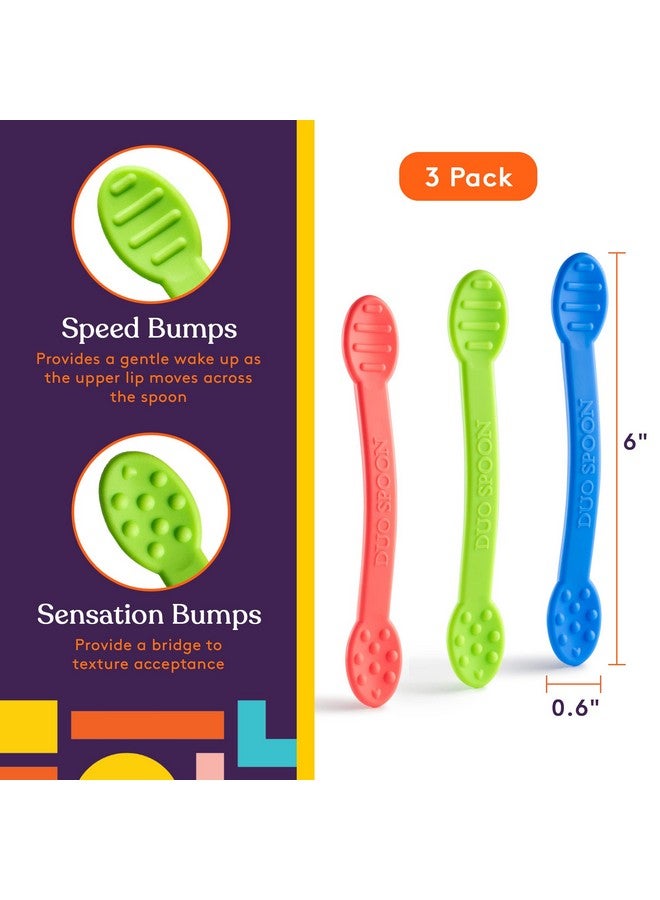 Special Supplies Special Supplies Duo Spoon Oral Motor Therapy Tools, 3 Pack, Textured Stimulation and Sensory Input Treatment for Babies, Toddlers or Kids, BPA Free Silicone with Flexible, Easy Handle  - Image 1