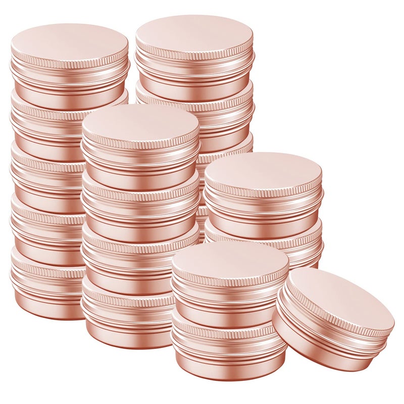 BallHull 1 Ounce Aluminum Tin Jar With Screw Cap 30Ml Tin Cans Refillable Containers For Cosmetic  Lip Balm  Cream  Lotion  Balms  Spices  Salve  Rose Gold 20 Pcs - Image 1